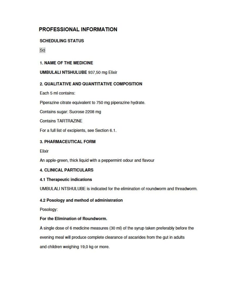 Umbulali Ntshulube 937,50 Mg/5 ml package insert preview