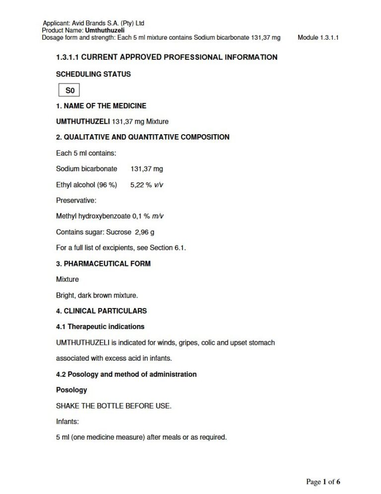 Umthuthuzeli 5 ml Mixture package insert preview