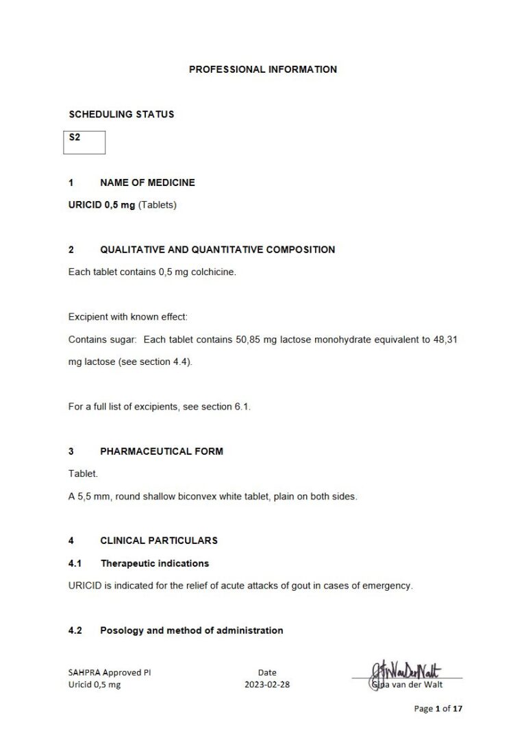 Uricid 0.5 Mg Tablets package insert preview