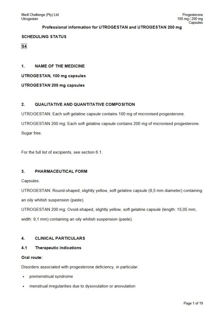 Utrogestan / Utrogestan 200 Mg/100 mg Capsules package insert preview