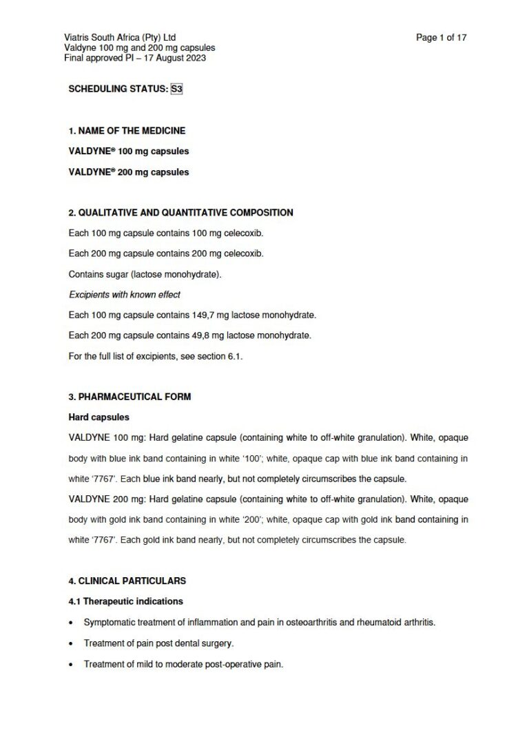 Valdyne 100 mg. 200 mg Capsules package insert preview