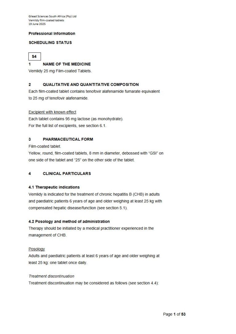 Vemlidy 25mg FC Tablet package insert preview