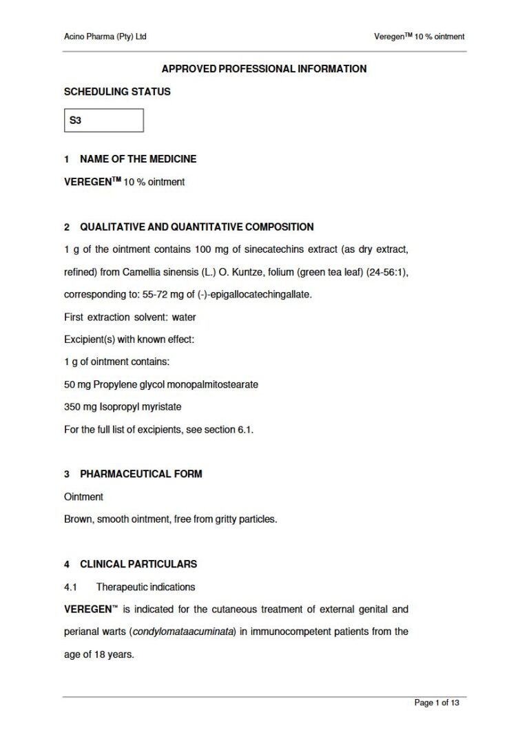 Veregen 1 g Ointment package insert preview