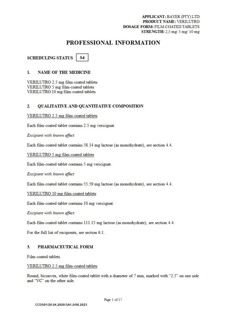 Verilutro 2,5 mg, 5 mg & 10 mg Tablet package insert preview