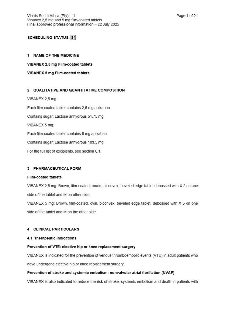 Vibanex 2,5 mg and 5 mg Film-coated tablets package insert preview
