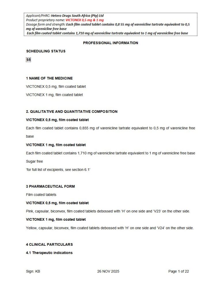 Victonex 0,5 mg & 1 mg FC tablet package insert preview