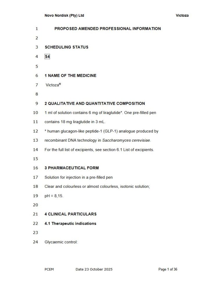 Victoza 6mg / 1ml Injection package insert preview