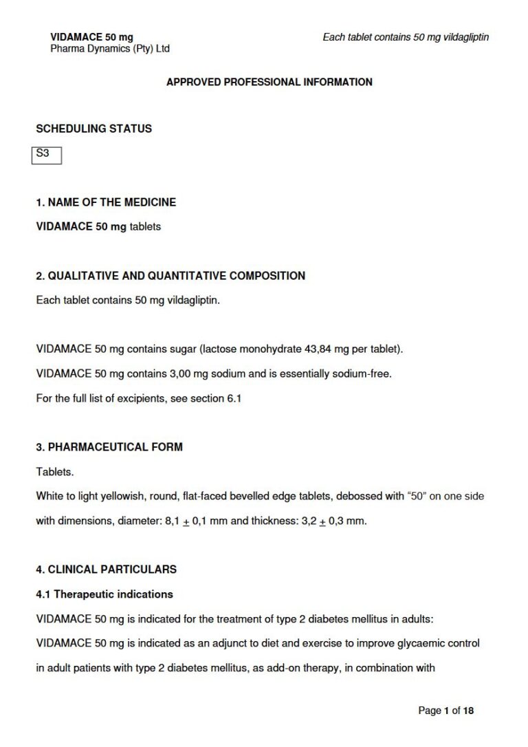 Vidamace 50 mg Tablets package insert preview