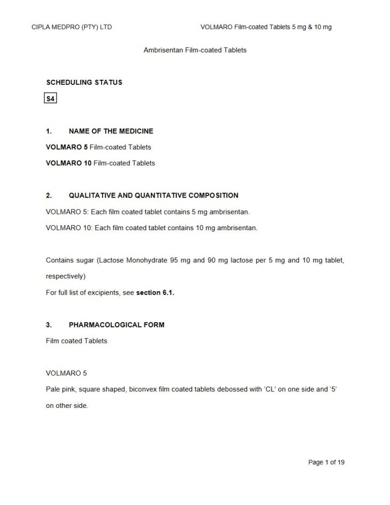 Volmaro 5 mg &10 mg FC Tablets package insert preview