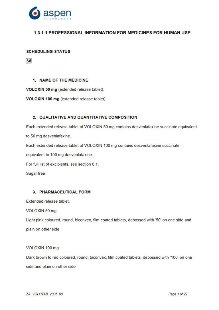 Voloxin 50 mg, 100 mg XR tablet. package insert preview