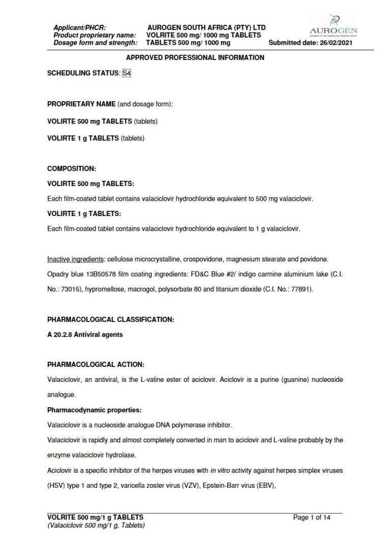 Volrite 500 mg/ 1000 mg TABLETS package insert preview