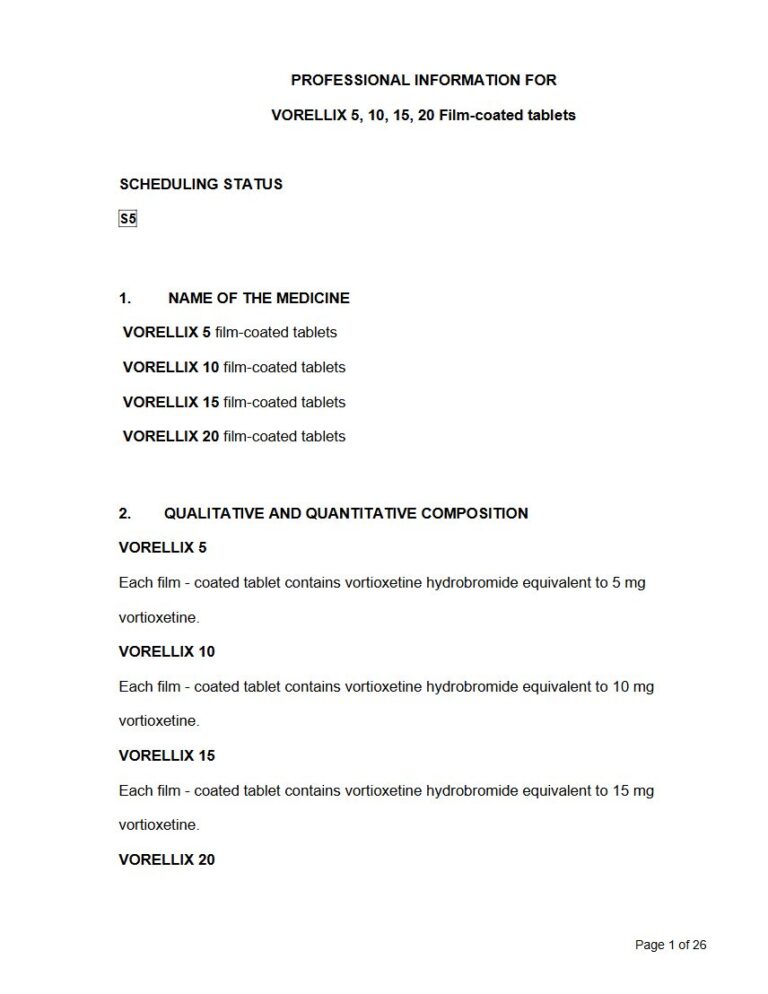 Vorellix Tablets package insert preview