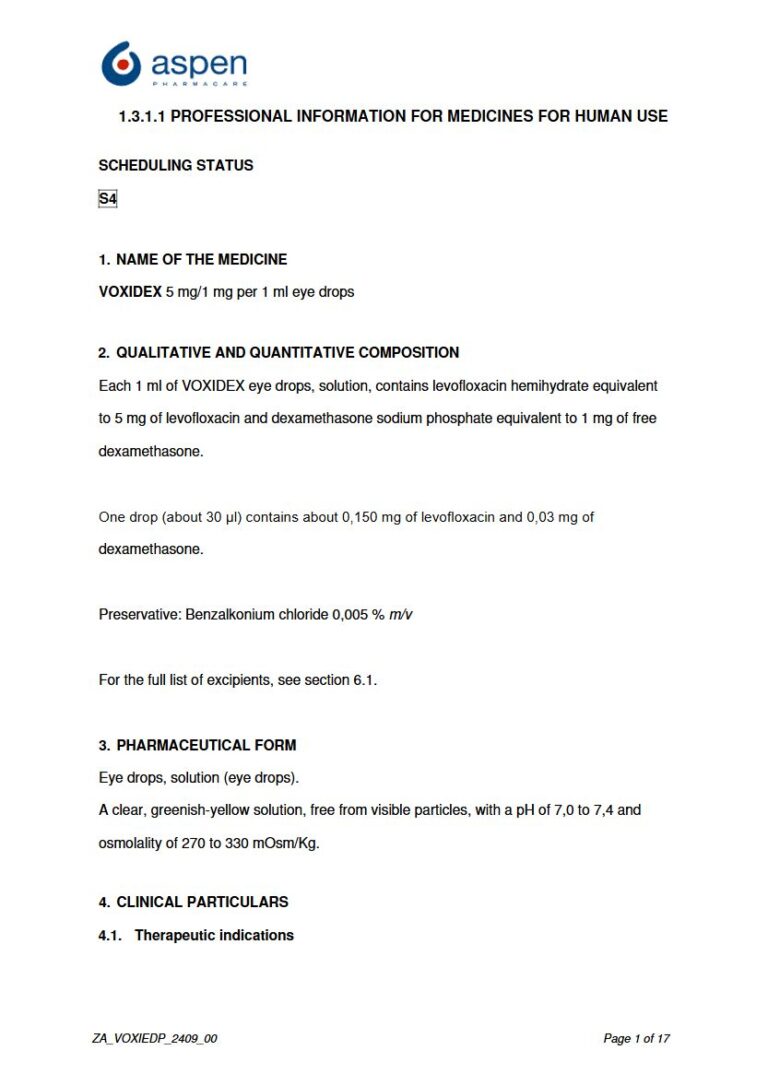 Voxidex 5mg/1mg Eye drops solution package insert preview