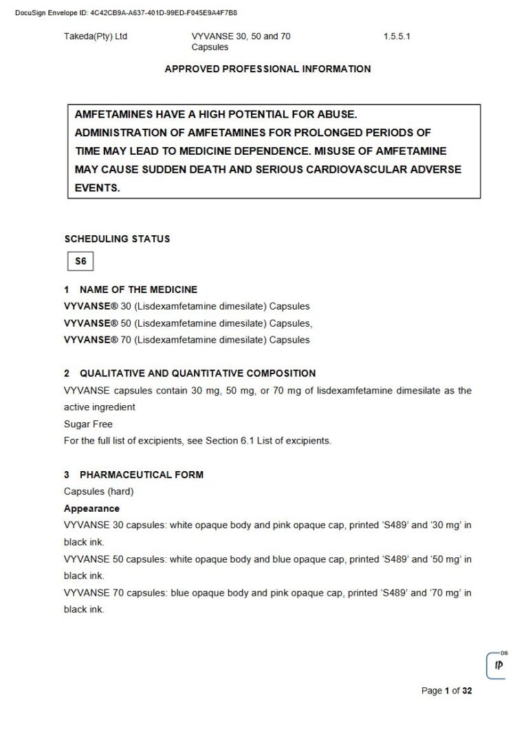 Vyvanse Capsules package insert preview