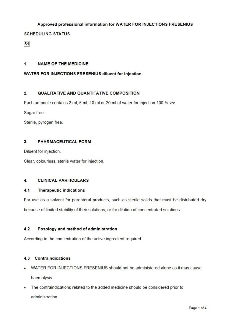 Water For Injections Fresenius package insert preview