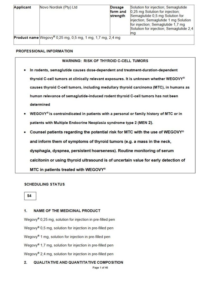 Wegovy Solution for injection package insert preview