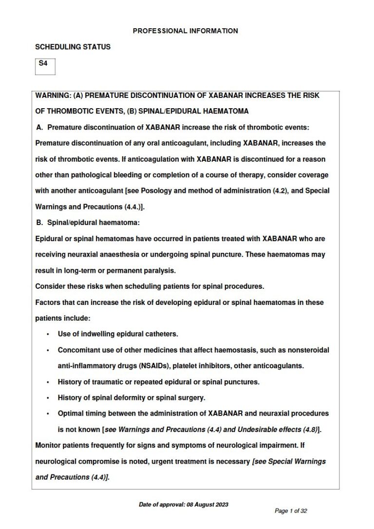 Xabanar Tablet package insert preview