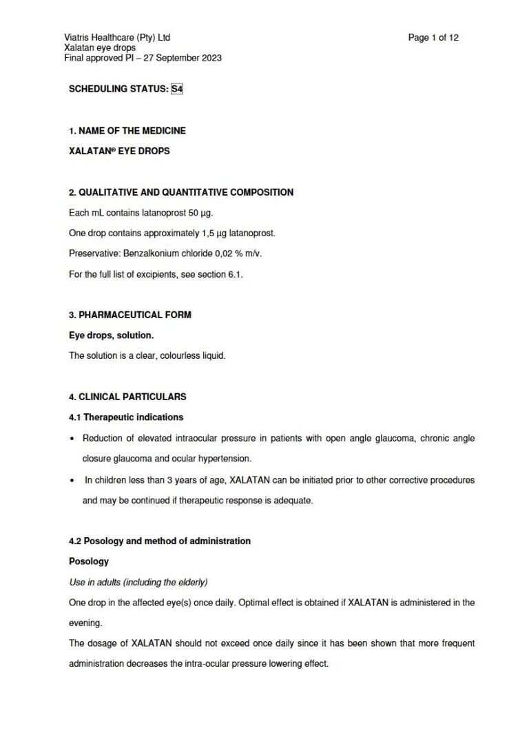 Xalatan Eye 1 mL Solution package insert preview