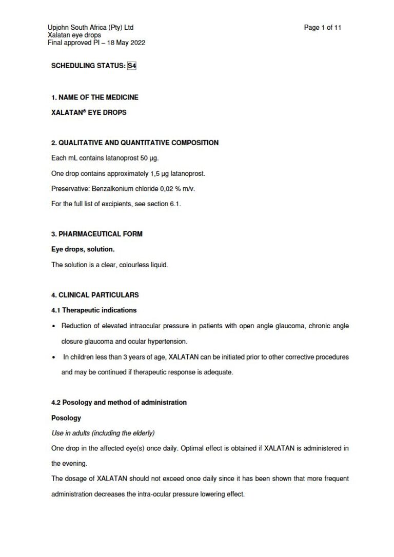 Xalatana Eye Drops package insert preview