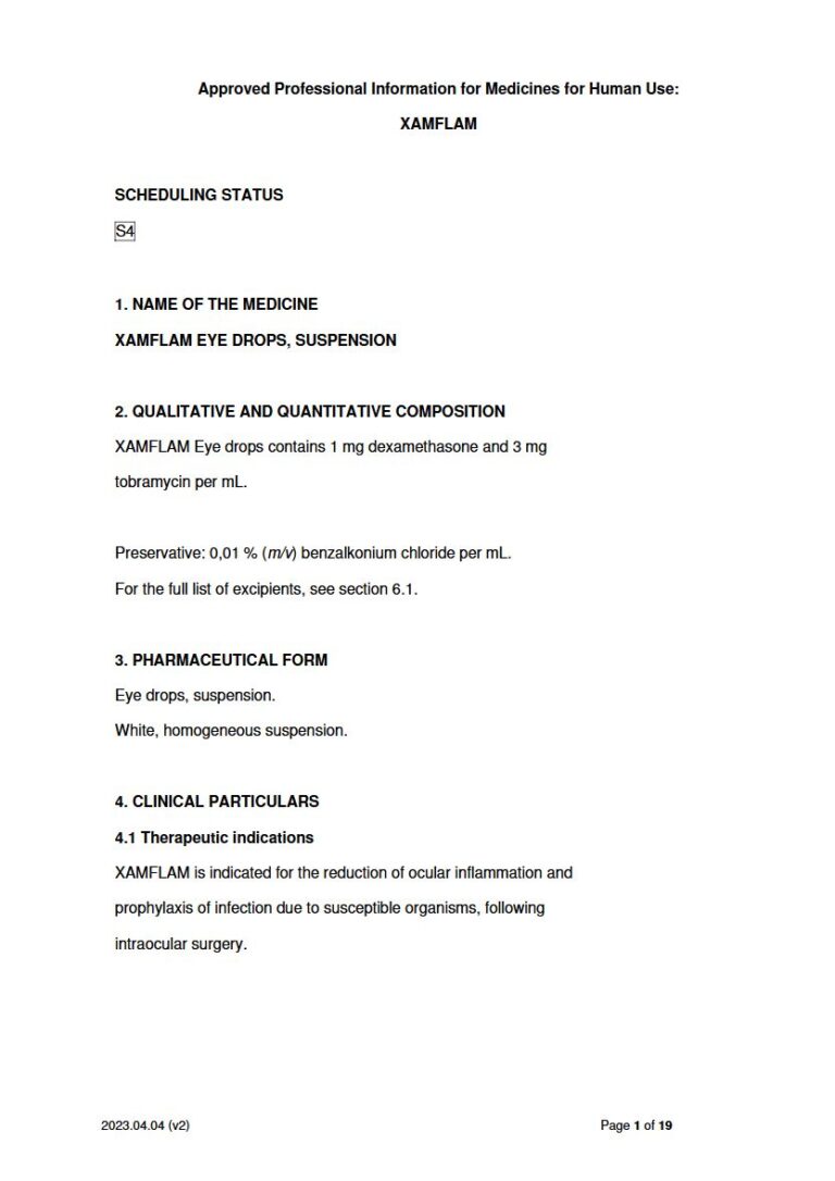 Xamflam 1 mg, &3 mg Eye drops package insert preview