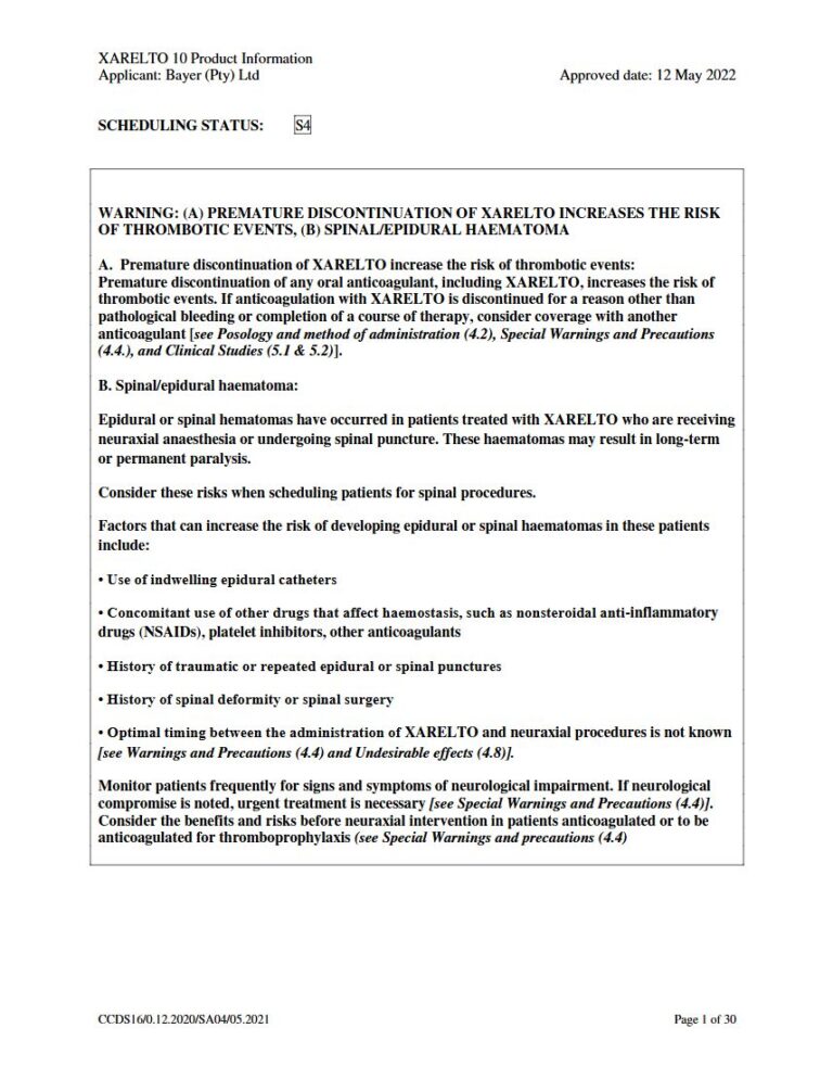 Xarelto 10 26.51 mg FC tablets package insert preview