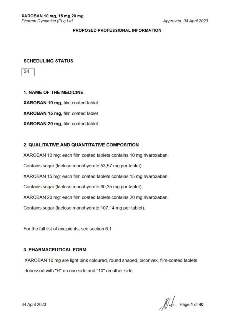 Xaroban 10/15/20 Mg Tablet package insert preview