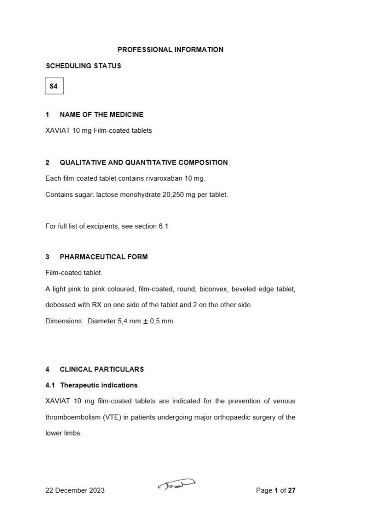 Xaviat 10 mg Tablet package insert preview
