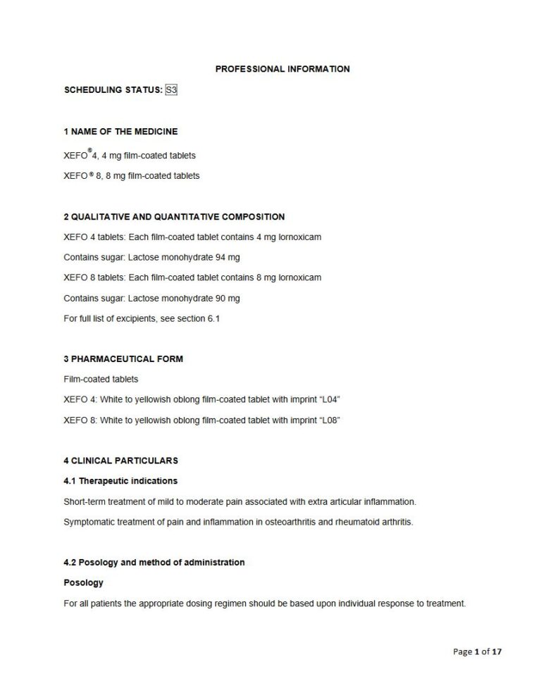 Xefo FC tablets package insert preview