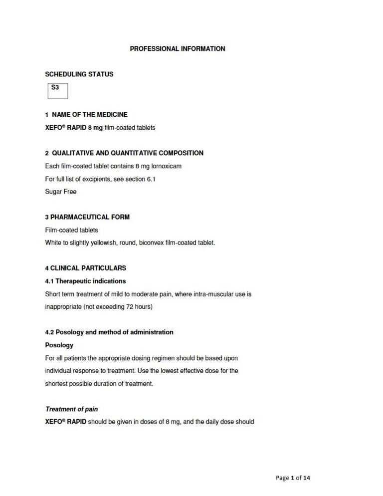 Xefoa Rapid 8 mg FC tablets package insert preview
