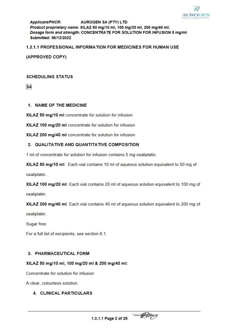 Xilaz Concentrate For Solution for Infusion package insert preview