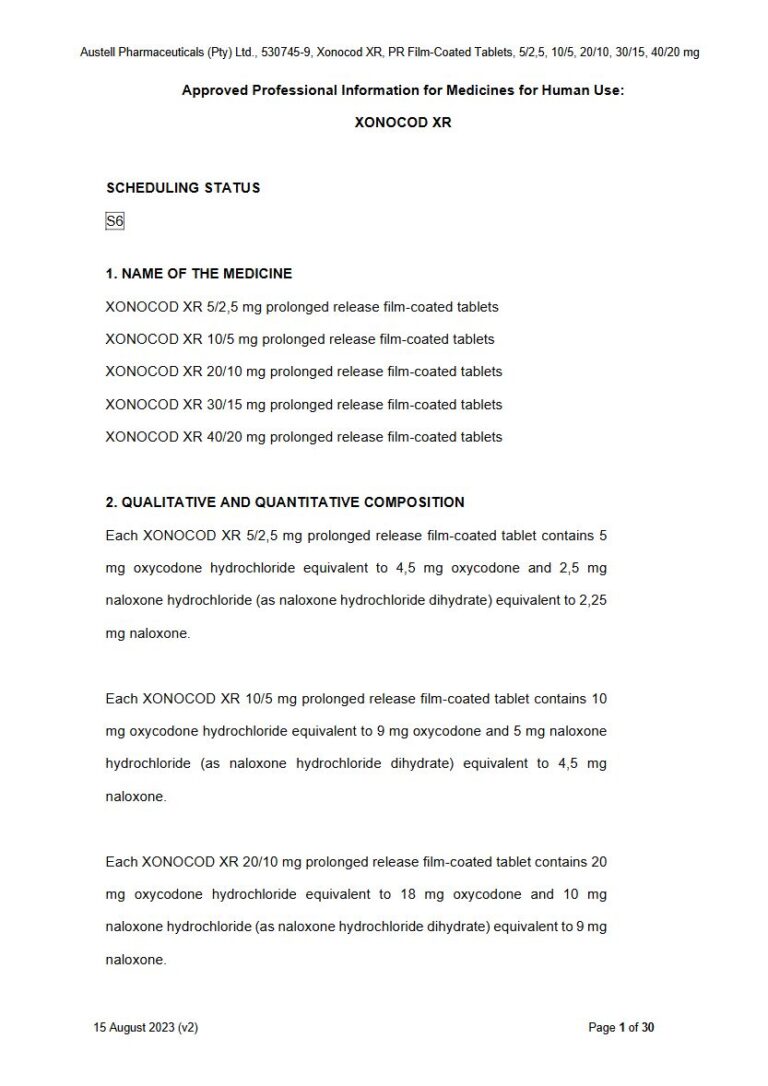 Xonocod XR Tablet package insert preview