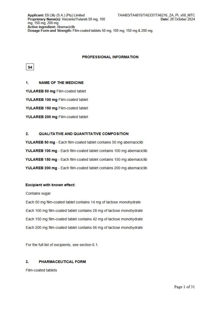 Yulareb FC Tablets package insert preview