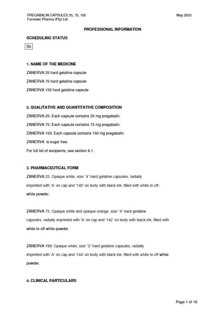 Zanerva Capsules package insert preview