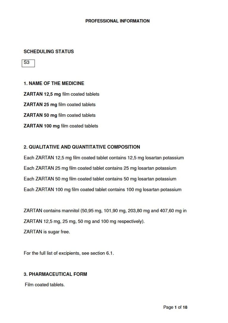 Zartan FC tablets package insert preview