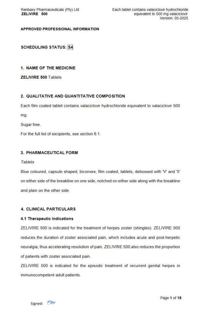 Zelivire 500 mg Tablet package insert preview