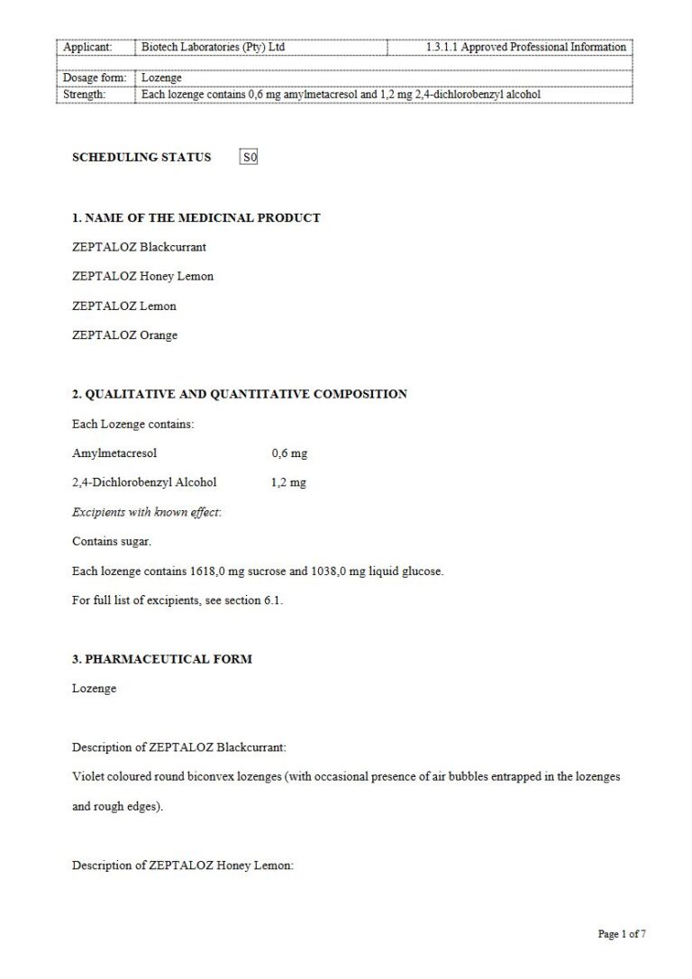 Zeptaloz Lemon 0,6 mg & 1,2 mg Lozenge package insert preview