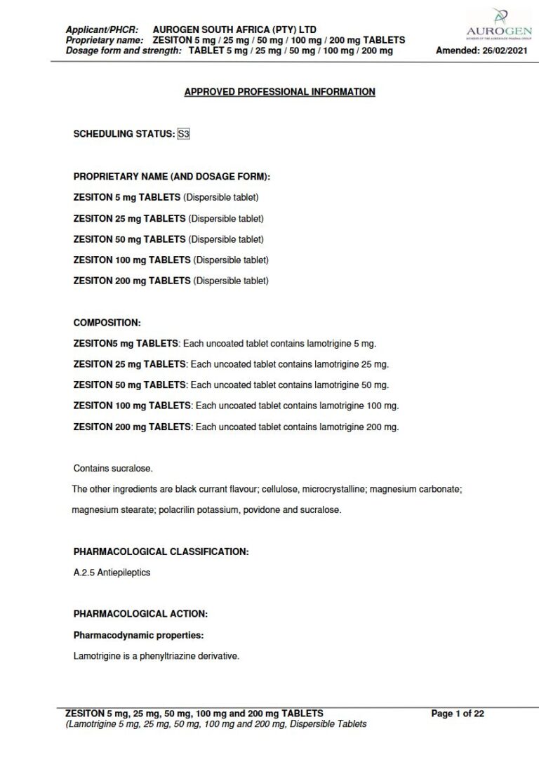 Zesiton Tablets package insert preview
