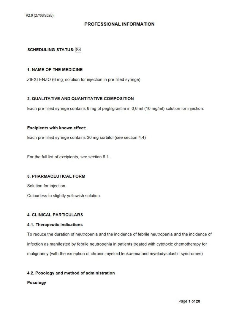 Ziextenzo 6,0 mg Solution for injection package insert preview