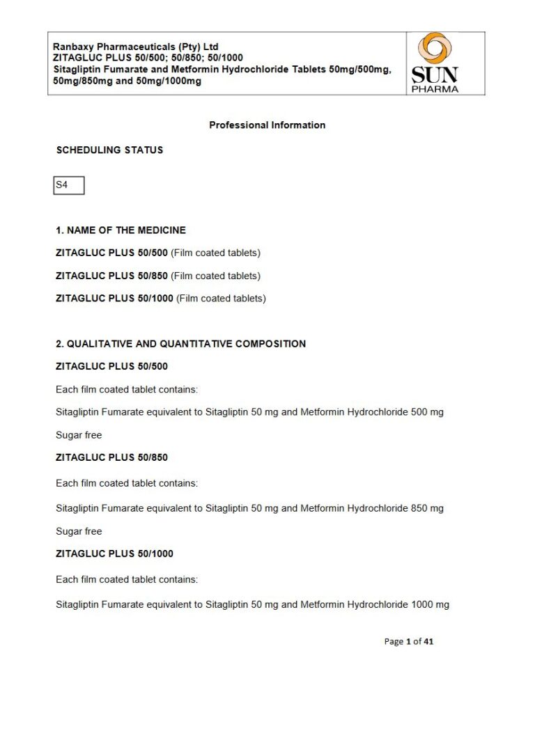 Zitagluc Plus FC Tablets package insert preview