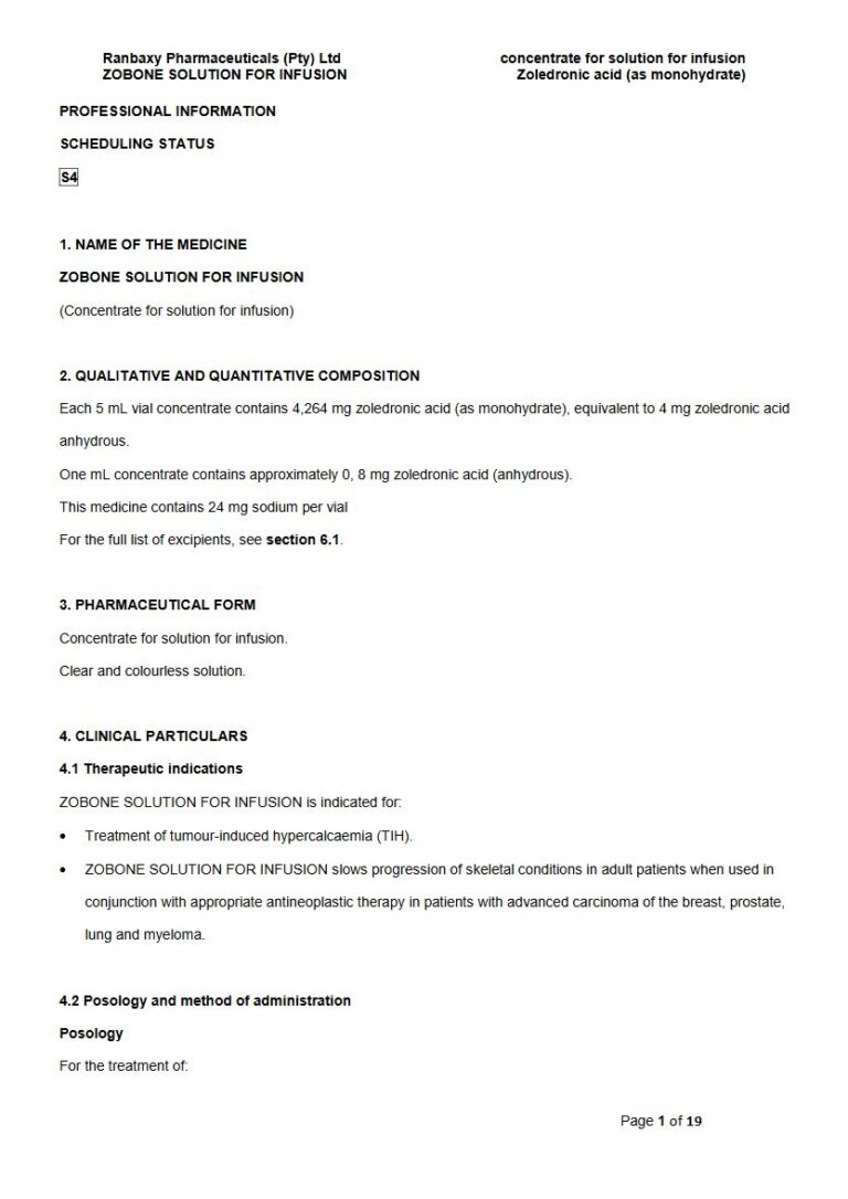 Zobone Solution For Infusion 5 mL package insert preview