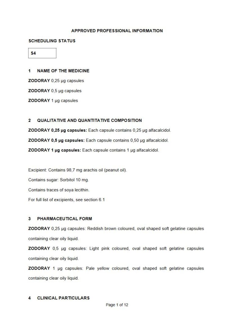 Zodoray 0,25 μg/0,5 μg/1 μg Capsules package insert preview