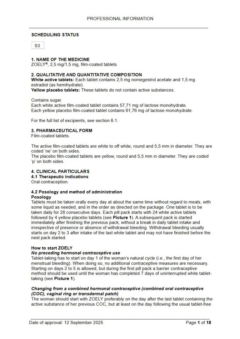 Zoely FC tablets package insert preview