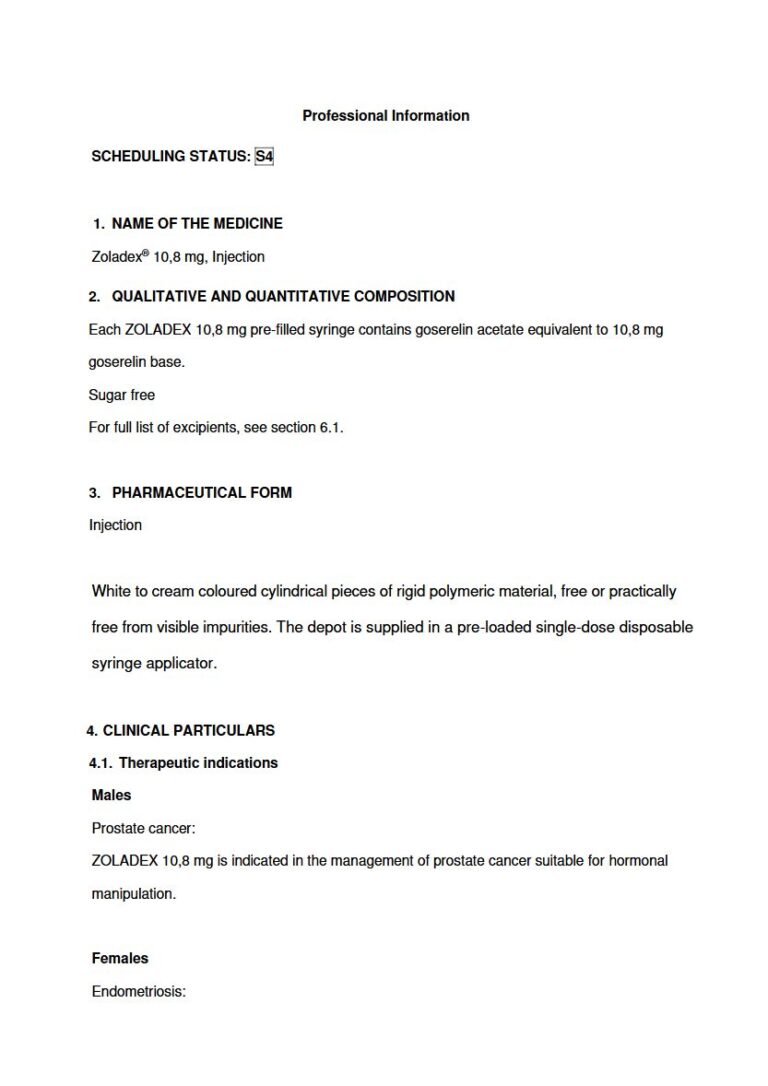 Zoladex 10,8 mg Injection package insert preview