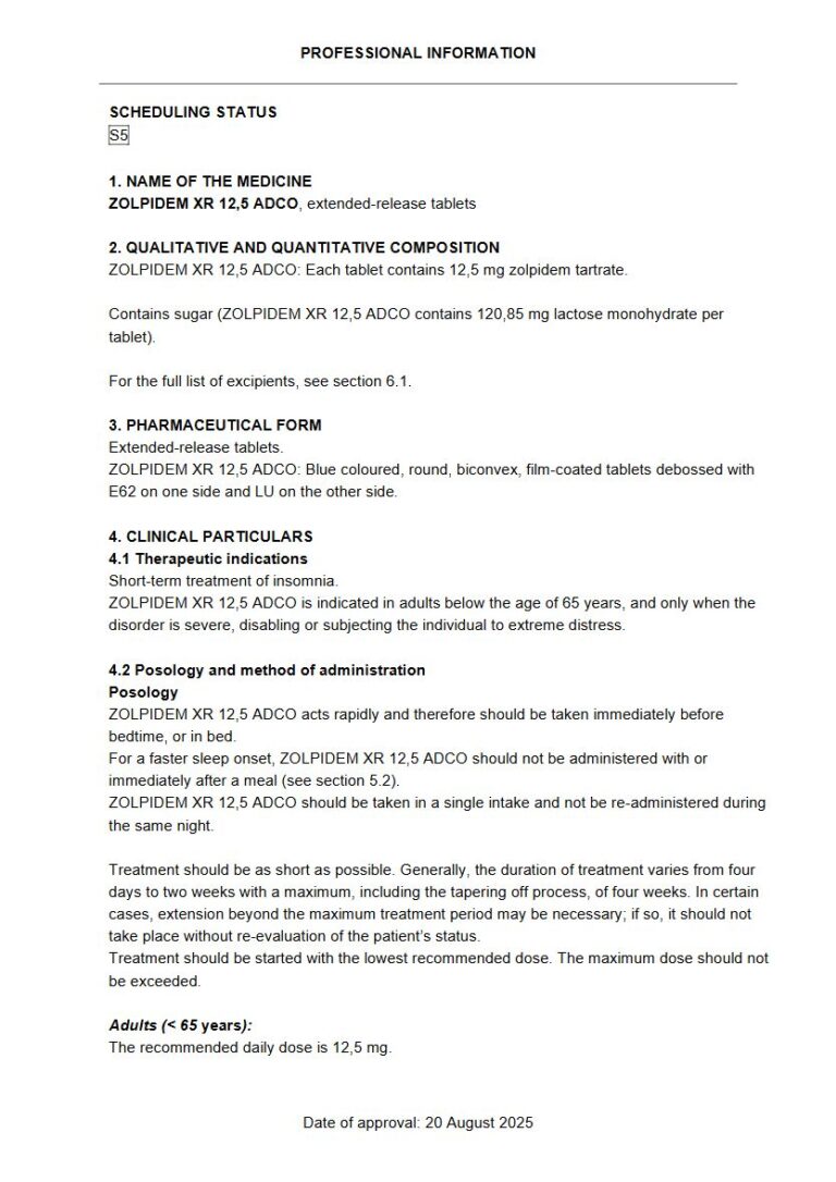 Zolpidem 12,5 mg XR tablets package insert preview