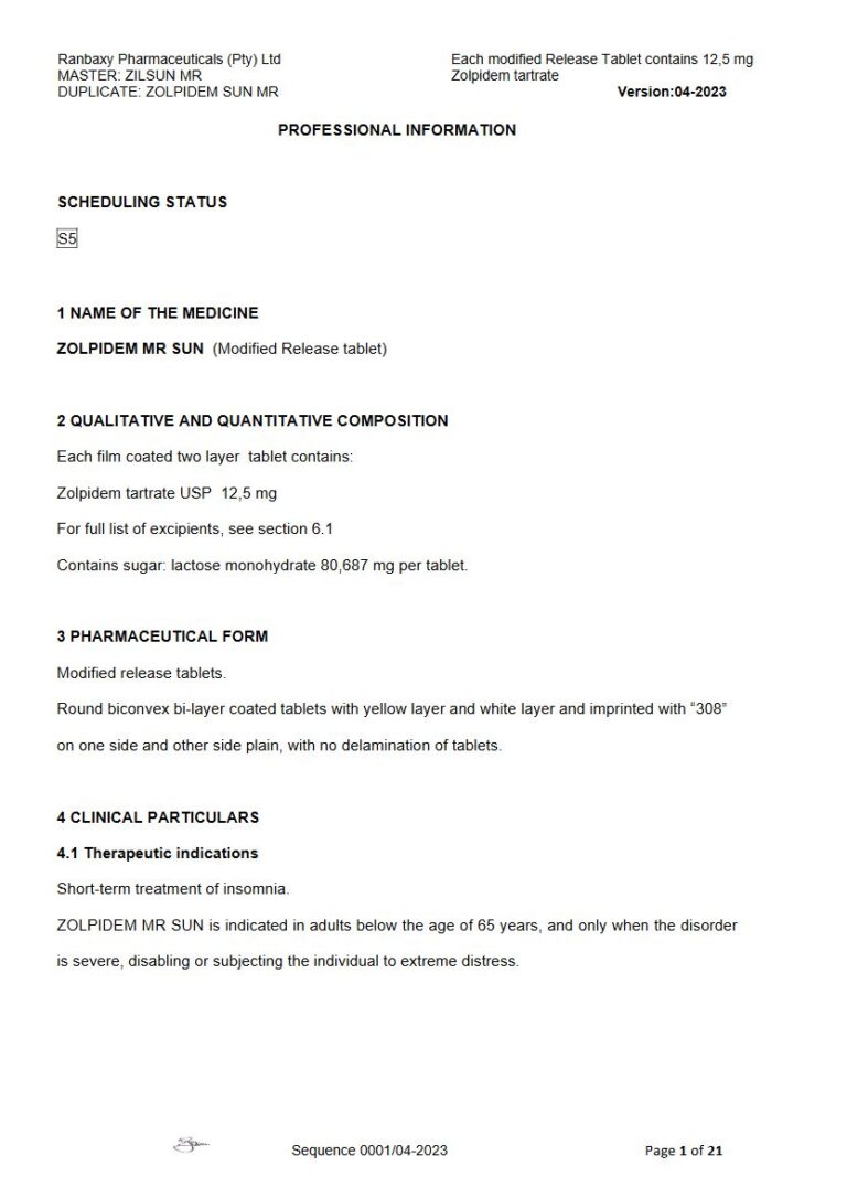 Zolpidem Mr Sun 12,5 mg Tablet package insert preview
