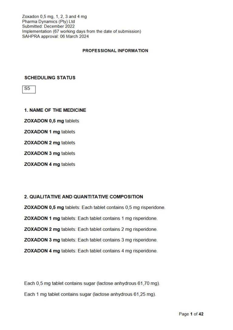 Zoxadon TabletS package insert preview
