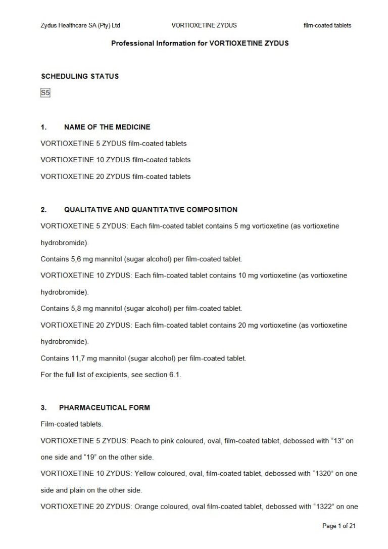 Zydus Vortioxetine Tablets package insert preview