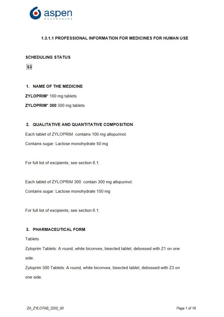 Zyloprim Tablets package insert preview