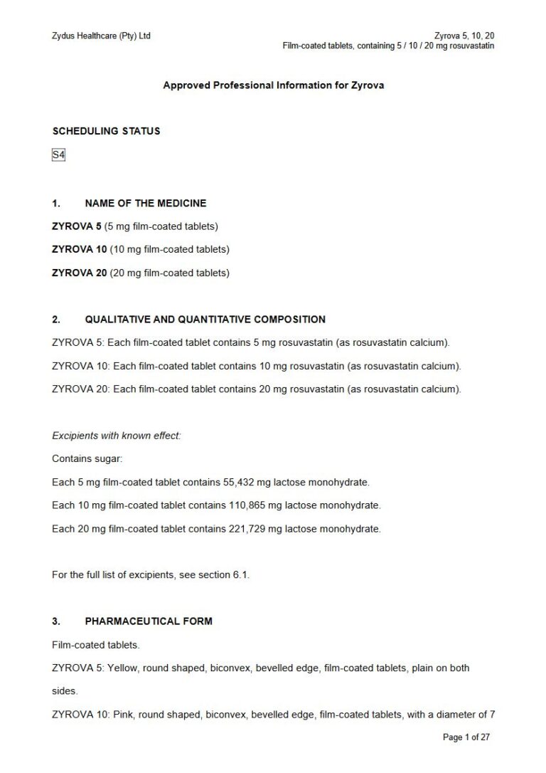 Zyrova FC tablets package insert preview