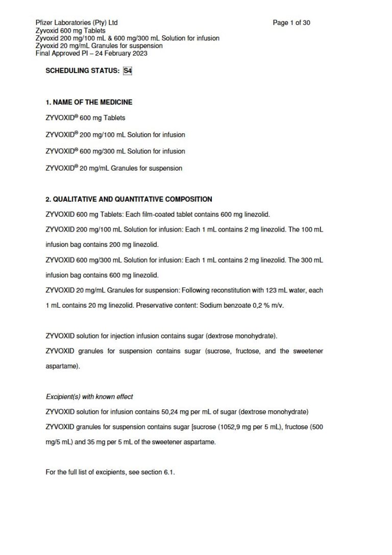 Zyvoxid package insert preview